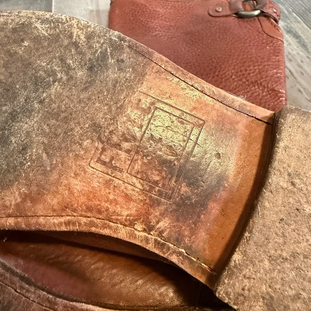 Frye Harness Tall Leather Boots Brown Moto Riding Western‎ Zip Size 9B